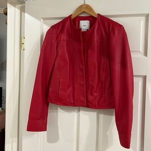 Red genuine leather jacket size S. Never been worn.